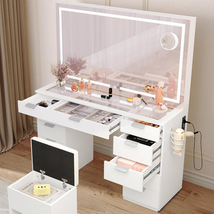 HomeLova | Dressing table with adjustable LED lighting and sockets
